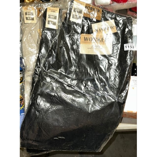 1153 - 3 x Tagged Pairs of Worker Jeans W36 L31