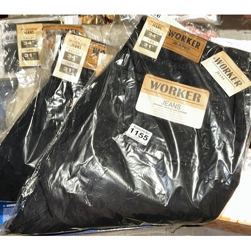 1155 - 3 x Tagged Pairs of Worker Jeans W34 L31