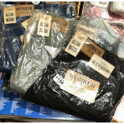 1156 - 3 x Tagged Pairs of Worker Jeans W30 L31