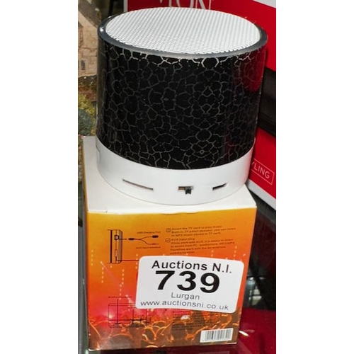 739 - Boxed/Unused Mini Portable Light Up Speaker