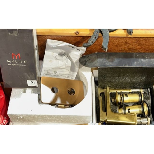 51 - 3 x Boxes Of Unused  Fixtures Incl Brushed Brass  Taps