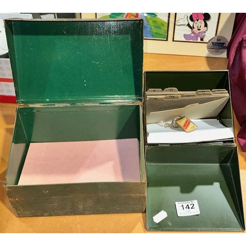 142 - 2 x Vintage Metal Tabletop Filing Boxes