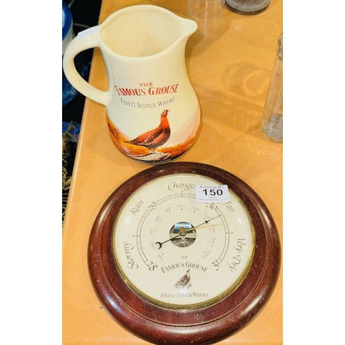 150 - Famous Grouse Barometer + Castle Ceramics Famous Grouse Jug