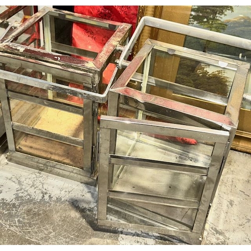 155 - Set of 4 Large Graduated Chrome Candle Lanterns