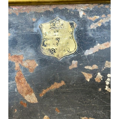 168 - Large Vintage Metal Chest with Crest - TA Cuthrie Army Clother London