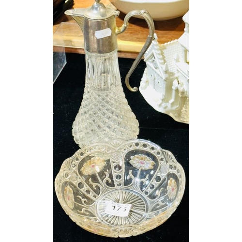 175 - Ornate Vintage Claret Jug & Dish