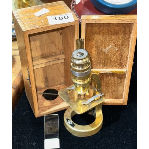 180 - Vintage Brass C Baker London Microscope in Case