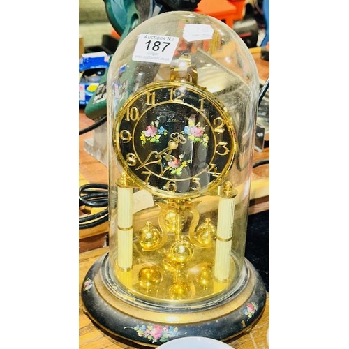 187 - Ornate Vintage Kein Hand Painted Floral Detailed Dome Pendulum Clock