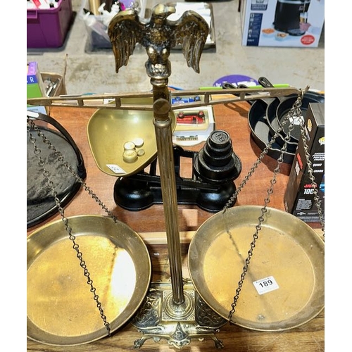 189 - Set of Brass Balance Scales with Eagle Mounted Top