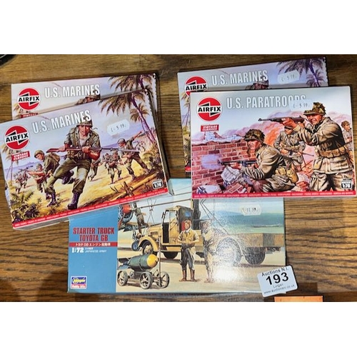 193 - 4x Airfix US Marines & US Paratroops Vintage Classics Model Figures 1:76 + 1:72 Starter Truck Toyota... 