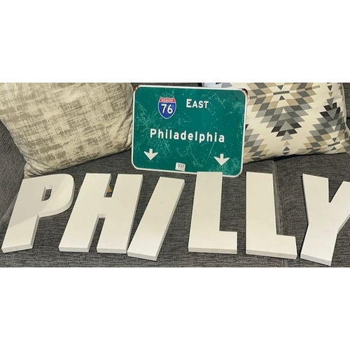 Large Metal Philadelphia Sign + Wooden 