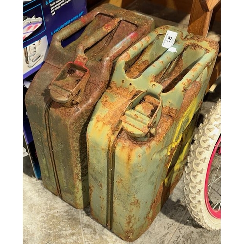 18 - 2 x Vintage Metal 20L Jerry Cans