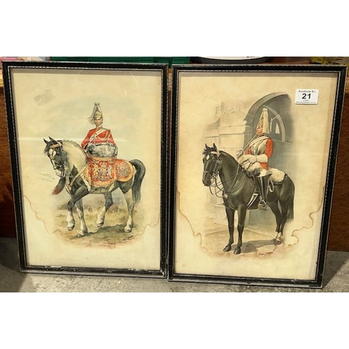 21 - Pair Of Framed Vintage Stadden Military Prints - Approx 12