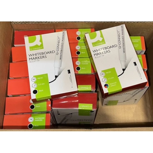 26 - Box of Approx 12x 10pk Black + 4 x 10pk Assorted Colours Whiteboard Markers