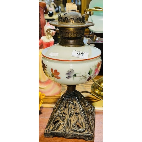 45 - Vintage Cast Based Oil Lamp