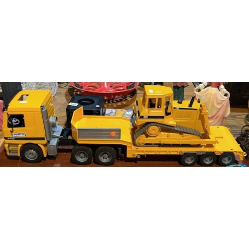 48 - Large Bruder Lorry With Loader & Bruder Caterpillar Dozer