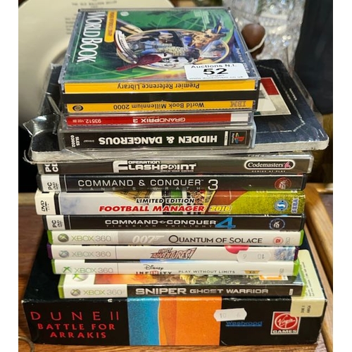 52 - Collection of Assorted Games Incl Xbox 360, PC Etc