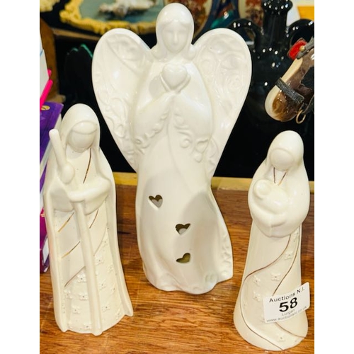 58 - 3pc Belleek Living Religious Figures