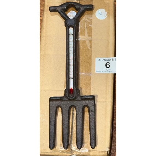 6 - Box of Approx 5 Cast Garden Fork Thermometers