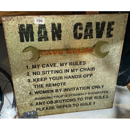 196 - Large Metal Man Cave Rules Sign