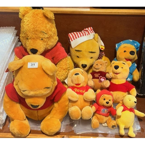 31 - Large Collection of Winnie The Pooh Teddies