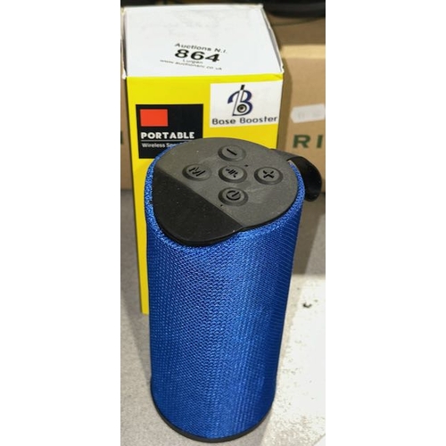 864 - Boxed/Unused Base Booster Portable Wireless Speaker