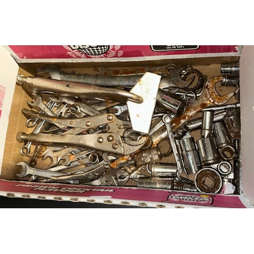 869 - Large Box Of Assorted Spanners/Sockets Etc