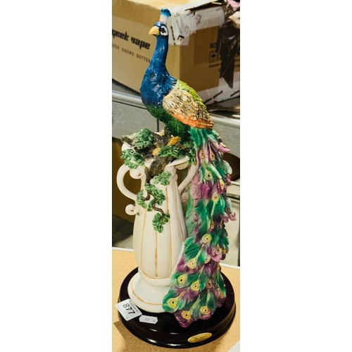 877 - Large Crosa Collection Peacock Figurine - Approx 18