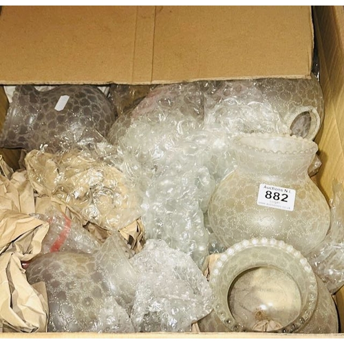 882 - Box Of Approx 9 x Vintage Glass Shades