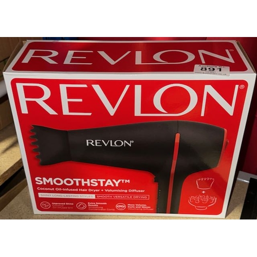 891 - Box Sealed Revlon Smoothstay Coconut Oil Infused Hair Dryer With Volumising Diffuser RRP £30
