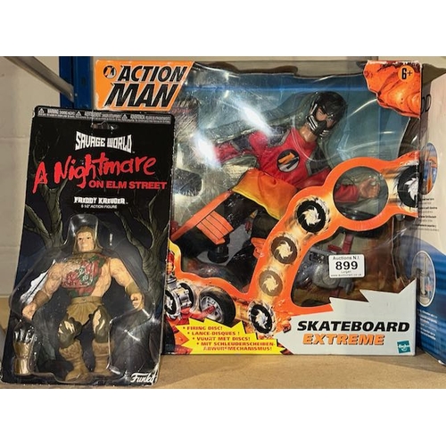 899 - Box Sealed Action Man Skateboard Extreme Playset + Savage World Freddy Kruger Blister Pack Figure