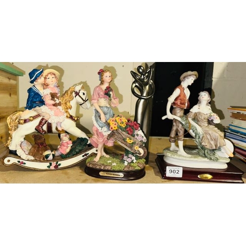 902 - Trio of Vintage Styled Ornaments + Contemporary Figurine