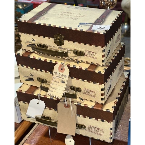 22 - 3pc Tagged Luggage Style Stacking Storage Boxes