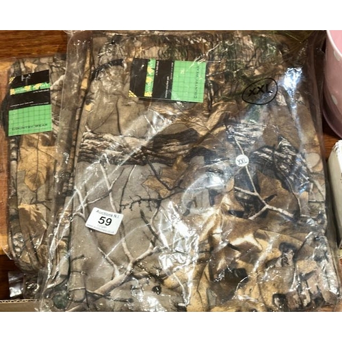 59 - 2 x Unused Pairs Of Country Wear Jungle Print Trousers Size XXL