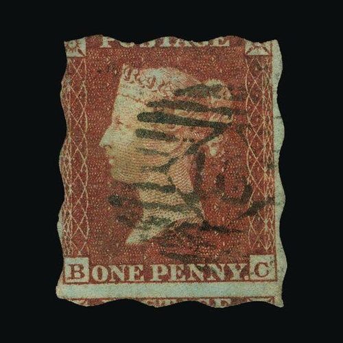 20381 - Great Britain - QV (line engraved) : 1852-53 1d red-brown, Alphabet 2, plate 150, BC, the TREASURY R... 