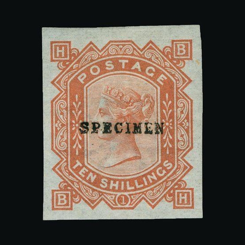 20426 - Great Britain - QV (surface printed) : (SG (128)) 1867-83 wmk Cross 10s, BH, IMPERF COLOUR TRIAL IN ... 