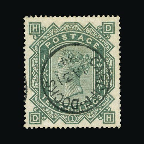20447 - Great Britain - QV (surface printed) : (SG 135) 1867-83 wmk Anchor 10s greenish grey, DH, neat CARDI... 