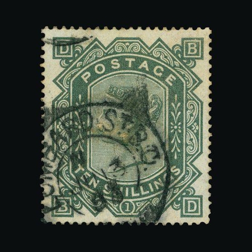 20448 - Great Britain - QV (surface printed) : (SG 135) 1867-83 wmk Anchor 10s greenish grey, BD, cds cancel... 