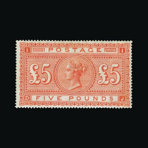 20451 - Great Britain - QV (surface printed) : (SG 137) 1867-83 £5 orange, DJ, vertical crease, fresh m.m. C... 