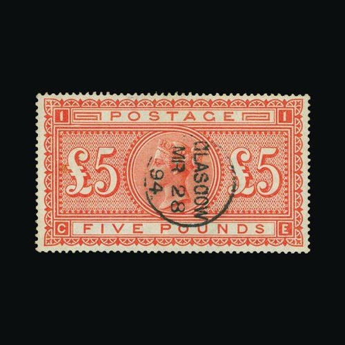 20452 - Great Britain - QV (surface printed) : (SG 137) 1867-83 £5 orange, CE, neat central GLASGOW cds, ton... 