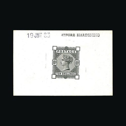 20468 - Great Britain - QV (surface printed) : (SG (183)) 1883-84 10s, IMPERF DIE PROOF (black corners) on t... 