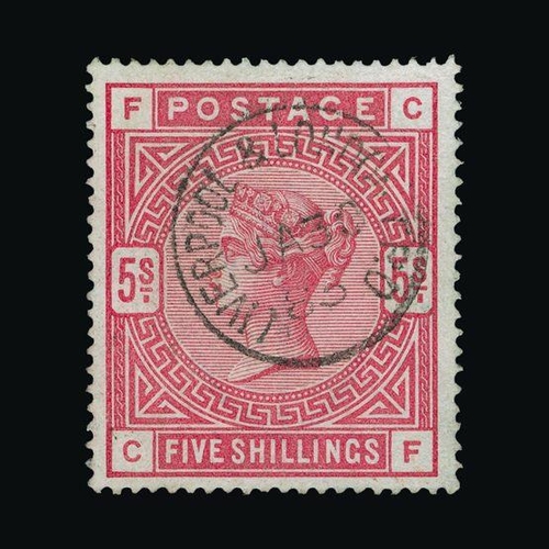 20477 - Great Britain - QV (surface printed) : (SG 176) 1883-84 blued paper 5s rose, CF, centred to SW, blue... 