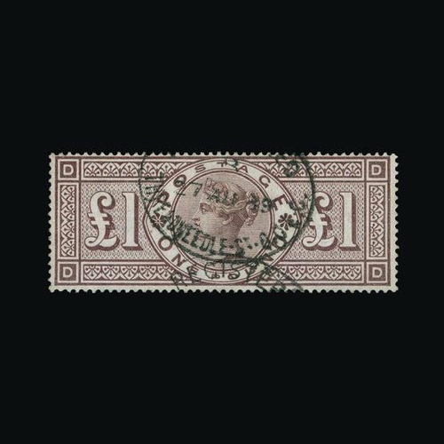 20506 - Great Britain - QV (surface printed) : (SG 186) 1888 Orbs £1 brown-lilac, DD, centred to top, light ... 