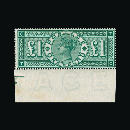 20510 - Great Britain - QV (surface printed) : (SG 212) 1891 £1 green, TC, centred to SE, some light vertica... 