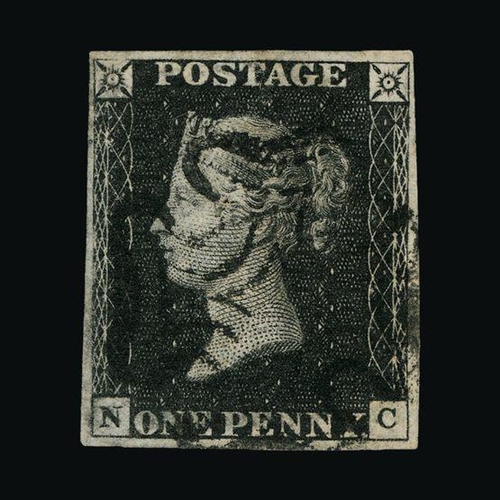 7802 - Great Britain - QV (line engraved) : (SG 3) 1840 1d grey-black, plate 11, NC, 4 small margins, guide... 