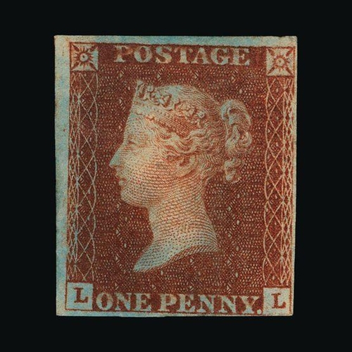 7829 - Great Britain - QV (line engraved) : (SG 7) 1841 1d red-brown, from 'black' plate 11, LL, 4 margins ... 