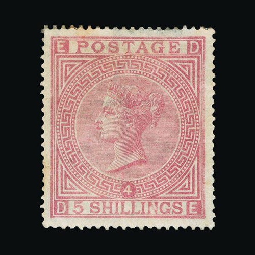 8179 - Great Britain - QV (surface printed) : (SG 134) 1867-83 wmk Anchor 5s rose, DE, thinned at top, gum ... 