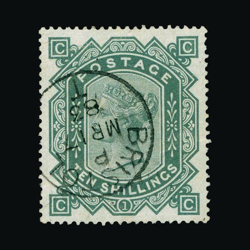 8186 - Great Britain - QV (surface printed) : (SG 135) 1867-83 wmk Anchor 10s greenish grey, CC, well centr... 