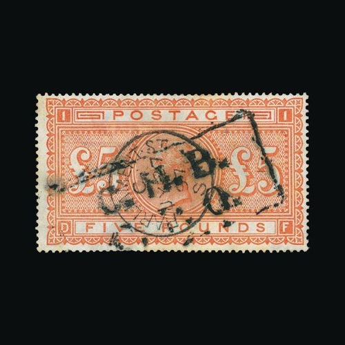 8191 - Great Britain - QV (surface printed) : (SG 137) 1867-83 £5 orange, DF, central PARLIAMENT ST cds and... 