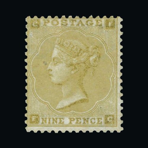 11161 - Great Britain - QV (surface printed) : (SG 87b) 1862-64 9d straw, FC, on THICK PAPER, centred to NW,... 